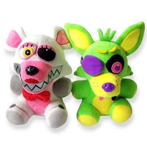 2 Funko Five Nights At Freddy's Plush Blacklight Foxy Green Pink Version FNAF